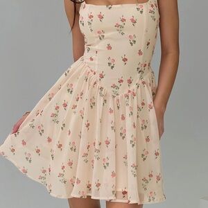 Straplie Mini Dress Cream Floral